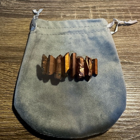 NEW Bronze Real Quartz Crystals Barrette Clip - Picture 2 of 4